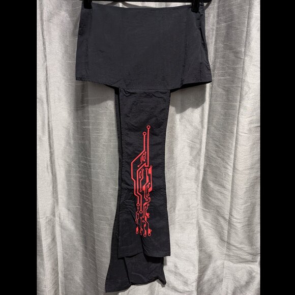 Cyberdog Dresses & Skirts - Vintage Cyberdog Loin Cloth Panel Skirt Red Circuitry Black Medium